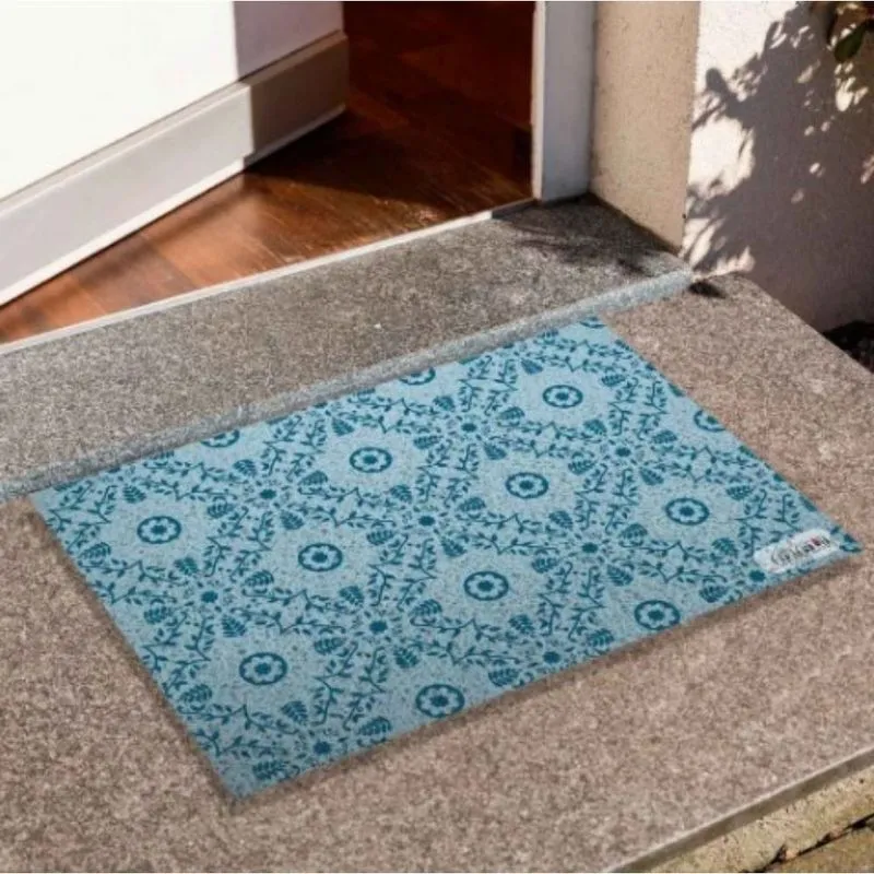 Capacho 40x60cm Arabesco Azul Antiderrapante De Porta Pequeno
