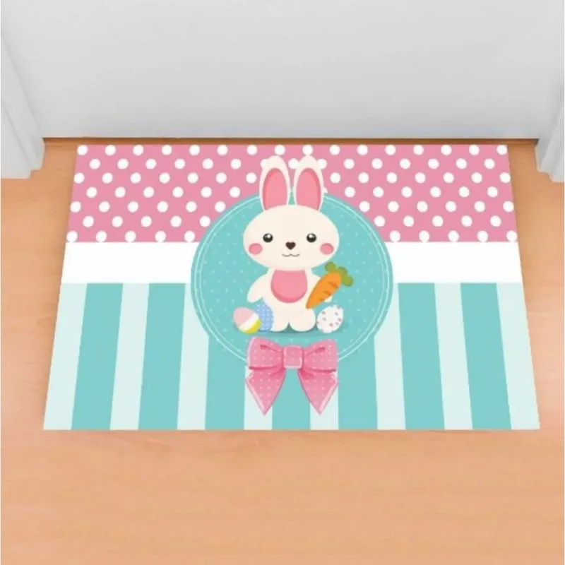 Capacho 40x60cm Coelho Arabesco Antiderrapante De Porta Pequeno