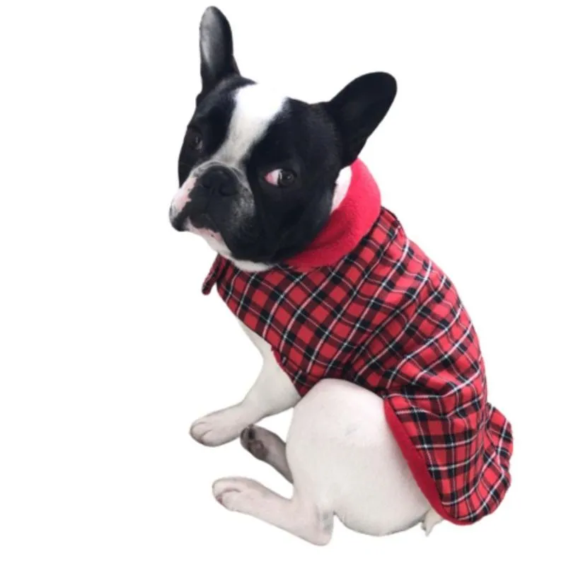 Capa Jaqueta Soft P/ Cães Gatos Xadrez Vermelho 02 Roupinha
