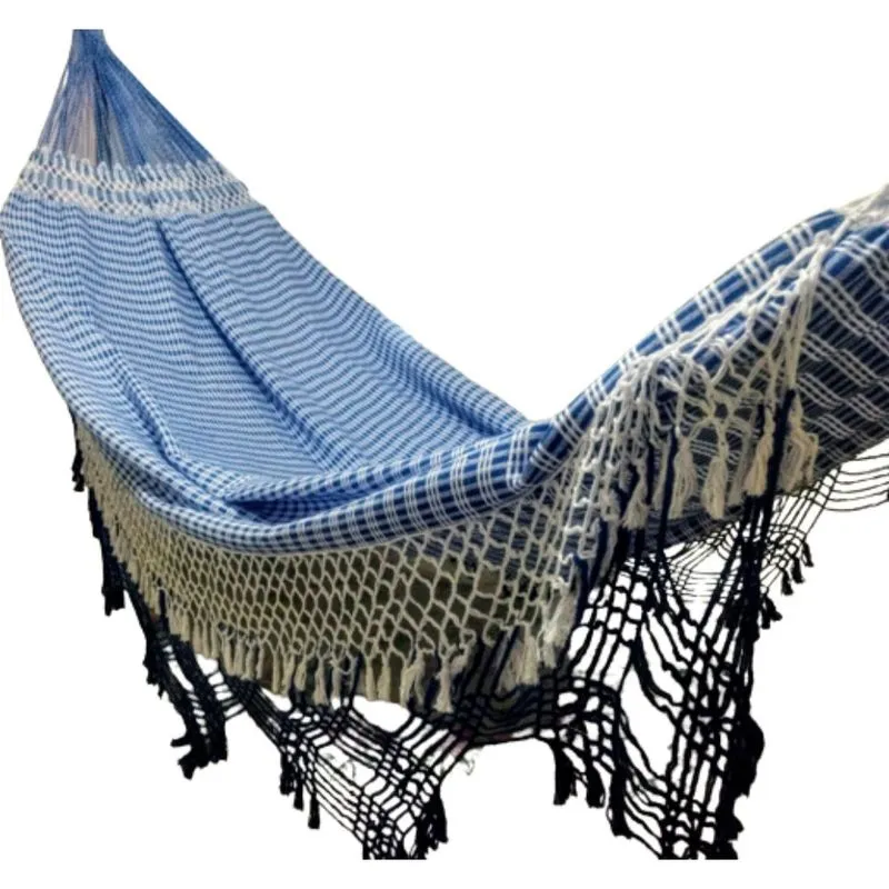Rede De Dormir Gigante Maria Bonita De Luxo Azul E Branco