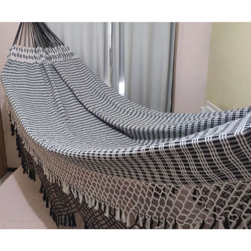 Rede De Dormir Gigante Maria Bonita De Luxo Preto E Branco