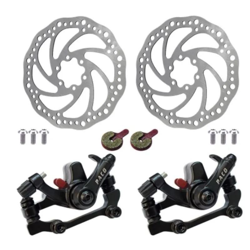 Kit Freio Disco Bike Mecânico Pinça Rotor 160mm Paco Preto