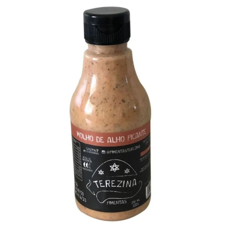 Molho De Alho Picante Moderado 210ml Artesanal Gourmet