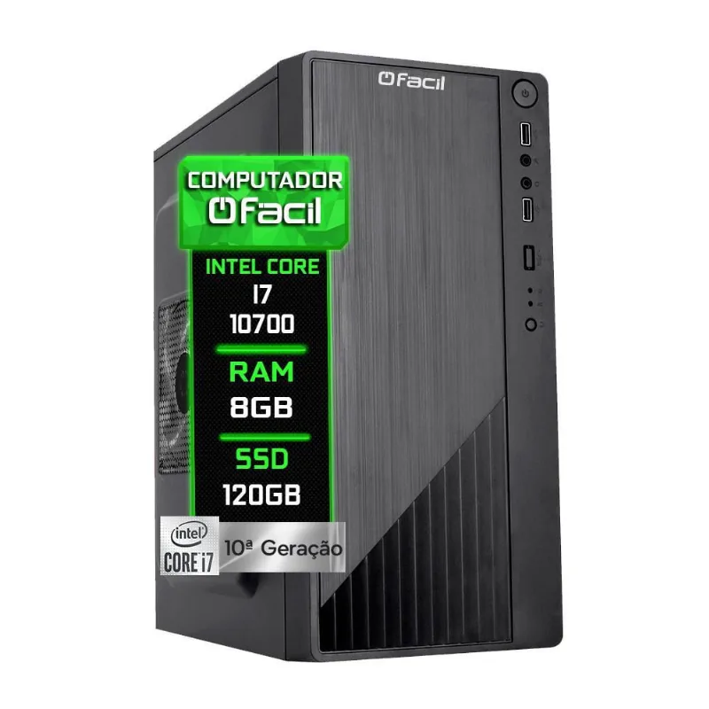 Computador Fácil Intel Core I7 10700 8Gb Ddr4 Ssd 120Gb