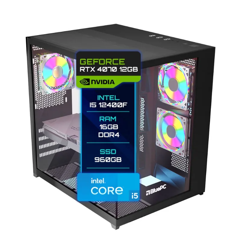 Pc Gamer BluePC Intel Core I5 12400f (12ª Geração) 16gb Ddr4 Rtx 4070 12gb Ssd 960gb - Fonte 650w