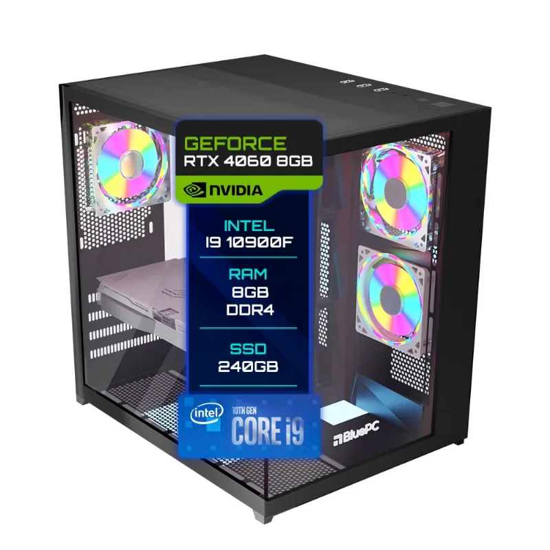 Pc Gamer BluePC Intel Core I9 10900f 8gb Ddr4 Rtx 4060 8gb Ssd 240gb - Fonte 650w