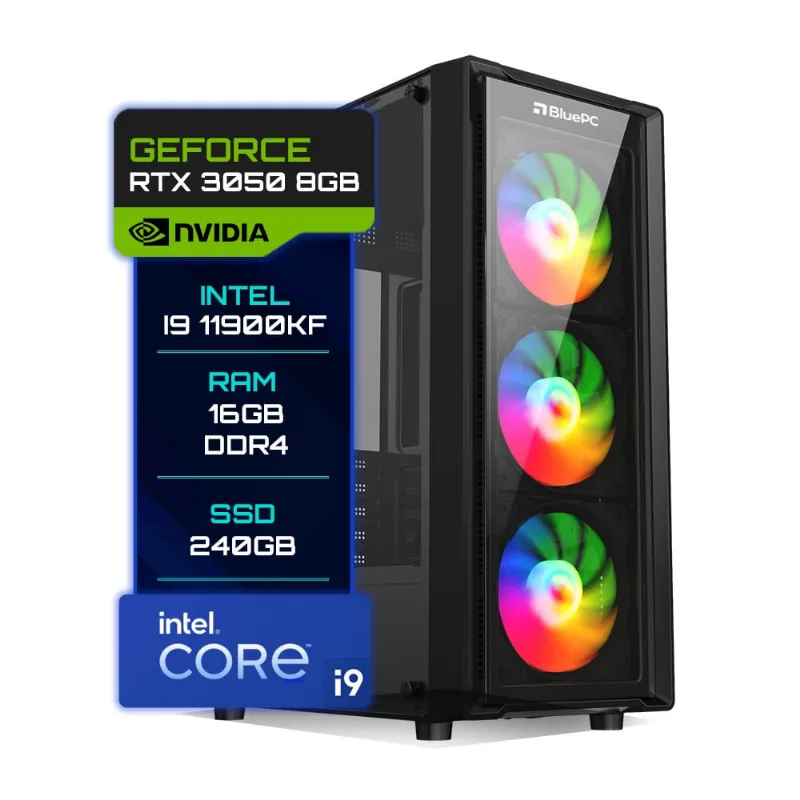 Pc Gamer Bluepc Intel Core I9 11900kf (11ª Geração) 16gb Ddr4 Rtx 3050 8gb Ssd 240gb - Fonte 650w