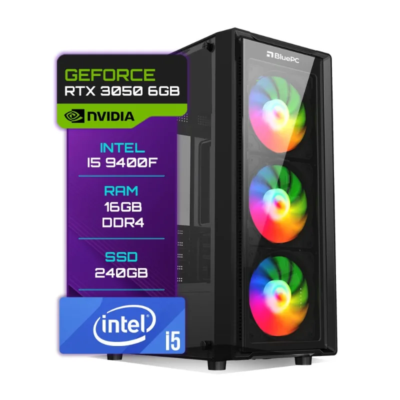 Pc Gamer Bluepc Intel Core I5 9400f ( 9ª Geração ) 16gb Ddr4 Rtx 3050 6gb Ssd 240gb