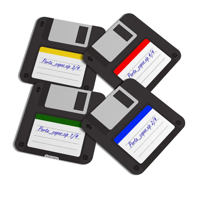 Porta Copos Geek - Disquete Classic Com 4 Peças