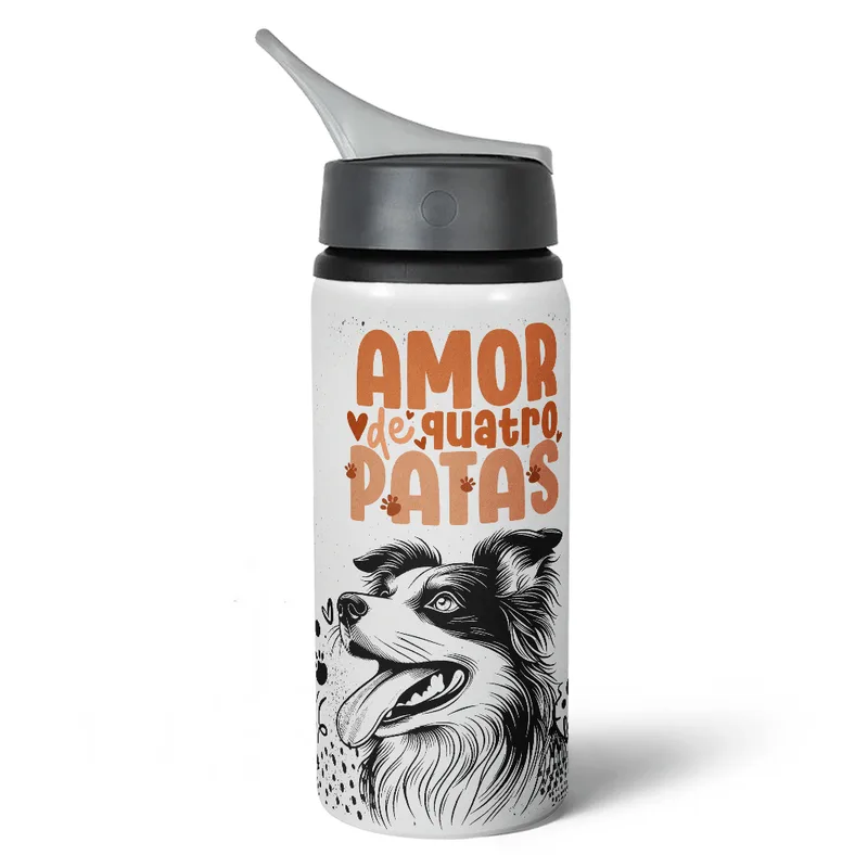 Garrafa Squeeze Nk - Amor De Quatro Patas - Border Collie