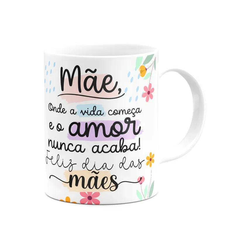 Caneca Mães, Feliz Dia! - Onde A Vida Começa - 325ml