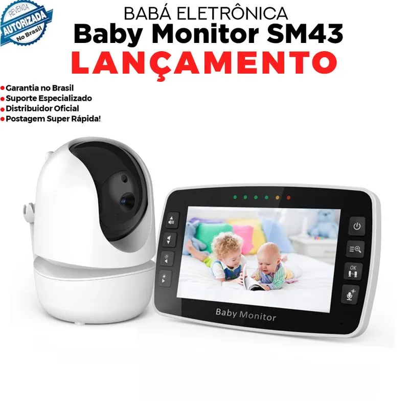 Babá Eletrônica Baby Monitor Lançamento Tela 4.3” Câmera Sem Fio 2.4ghz