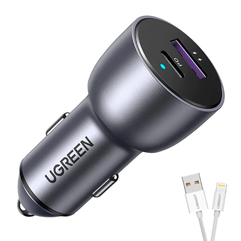 Ugreen Carregador Veicular Pd 42.5W + Cabo Usb A/Lightning