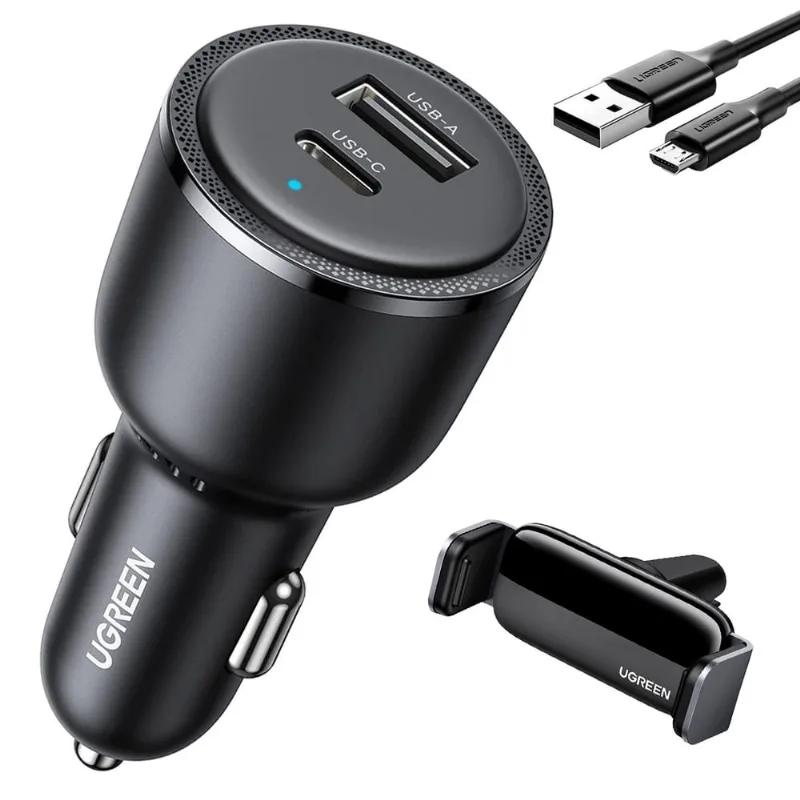 Carregador Veiculo Ugreen Usb a/c 63W + Suporte + Cabo Micro Usb (K-5170-3710-4299)