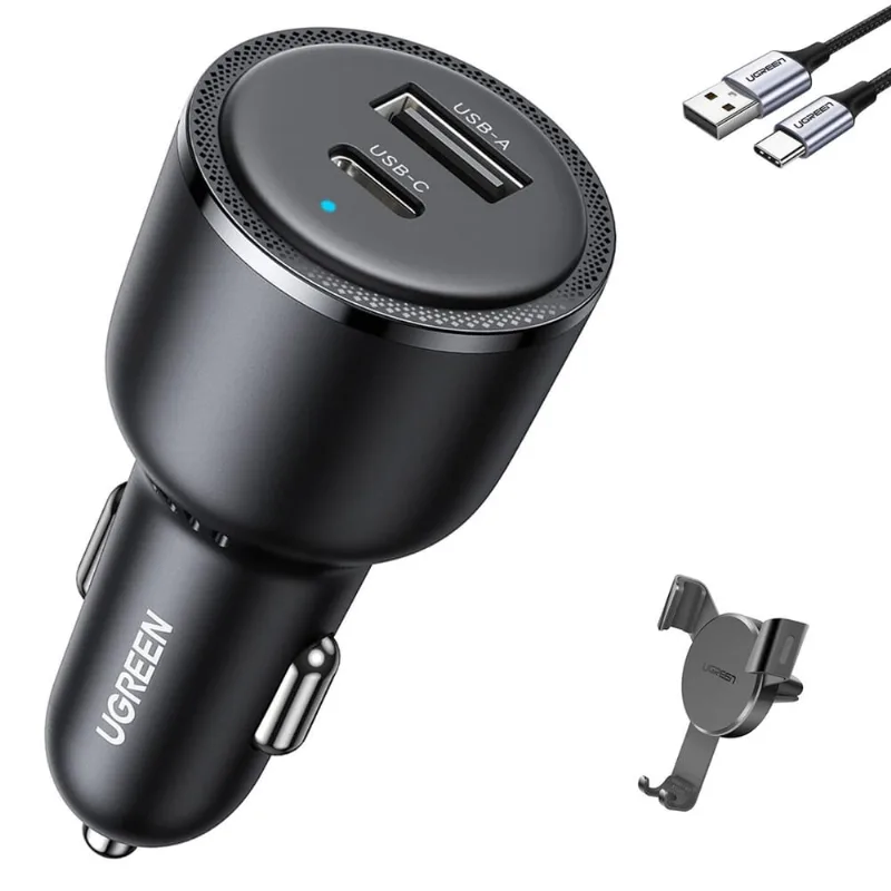 Carregador Veiculo Ugreen Usb a/c 63W + Suporte + Cabo Usb C (K-5170-4681-3027)