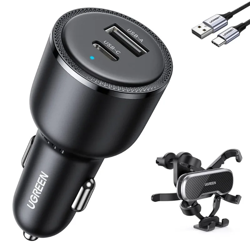 Carregador Veiculo Ugreen Usb a/c 63W + Suporte + Cabo Usb C (K-5170-4687-3027)