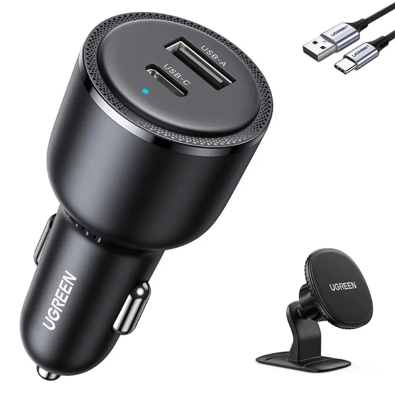 Carregador Veiculo Ugreen Usb a/c 63W + Suporte + Cabo Usb C (K-5170-4697-3027)