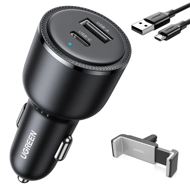 Carregador Veiculo Ugreen Usb a/c 63W + Suporte + Cabo Micro Usb (K-5170-4698-4299)