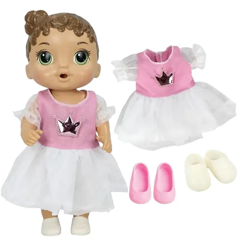 KIT ROUPA BONECA BABY ALIVE - VESTIDO PRINCESA COROA