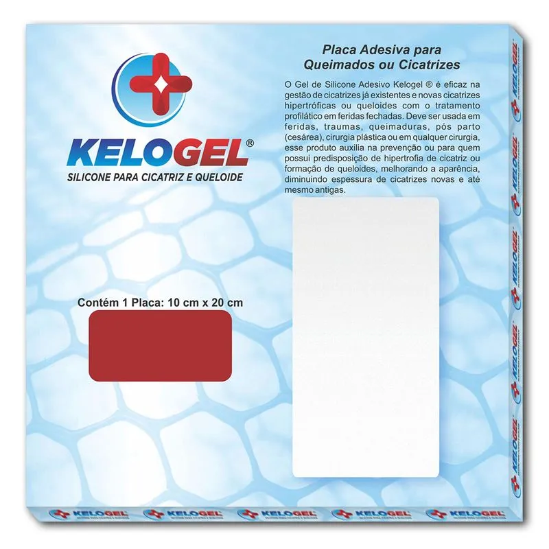 Placa De Silicone Queimados E Cicatriz 10cmx20cm Kelogel