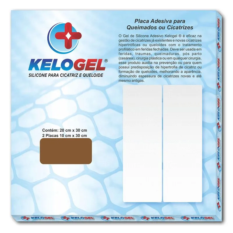 Placa De Silicone Queimados E Cicatriz 20cmx30cm Kelogel