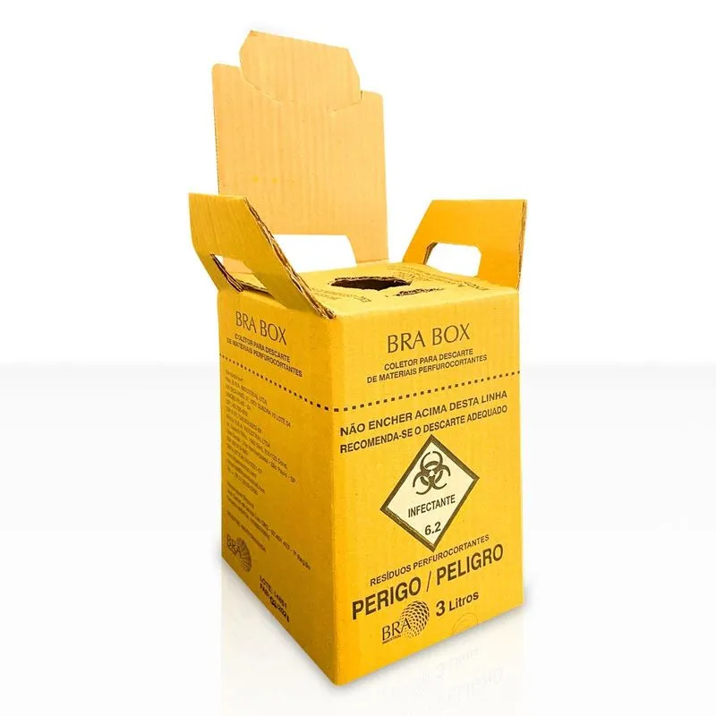 Caixa Coletora Agulha/seringa 3 Litros Bra Box Kit 1un
