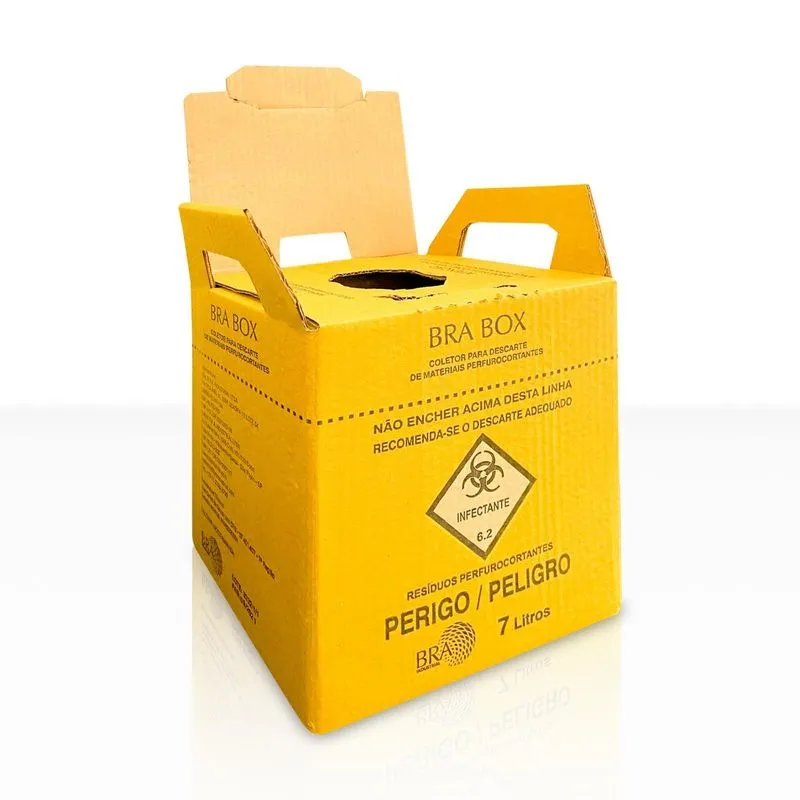 Caixa Coletora Agulha/seringa 7 Litros Bra Box Kit 1un