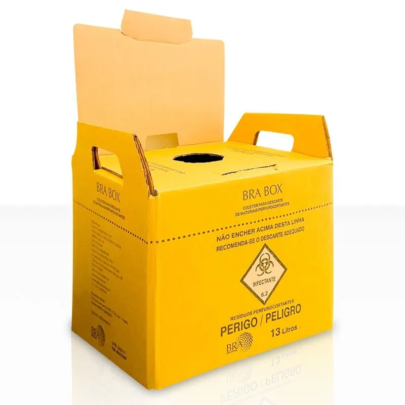 Caixa Coletora Mat. Perfuro Cortante 13 Lt. Bra Box 20un