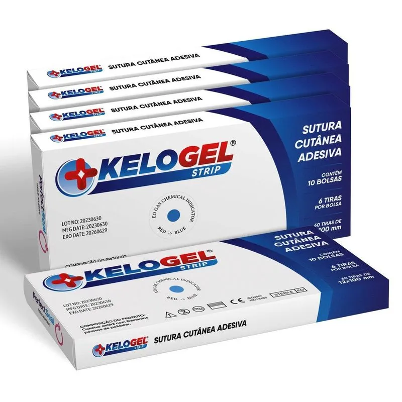 Kelogel Strip Sutura Cutânea Adesiva 300 Tiras 12Mmx100Mm