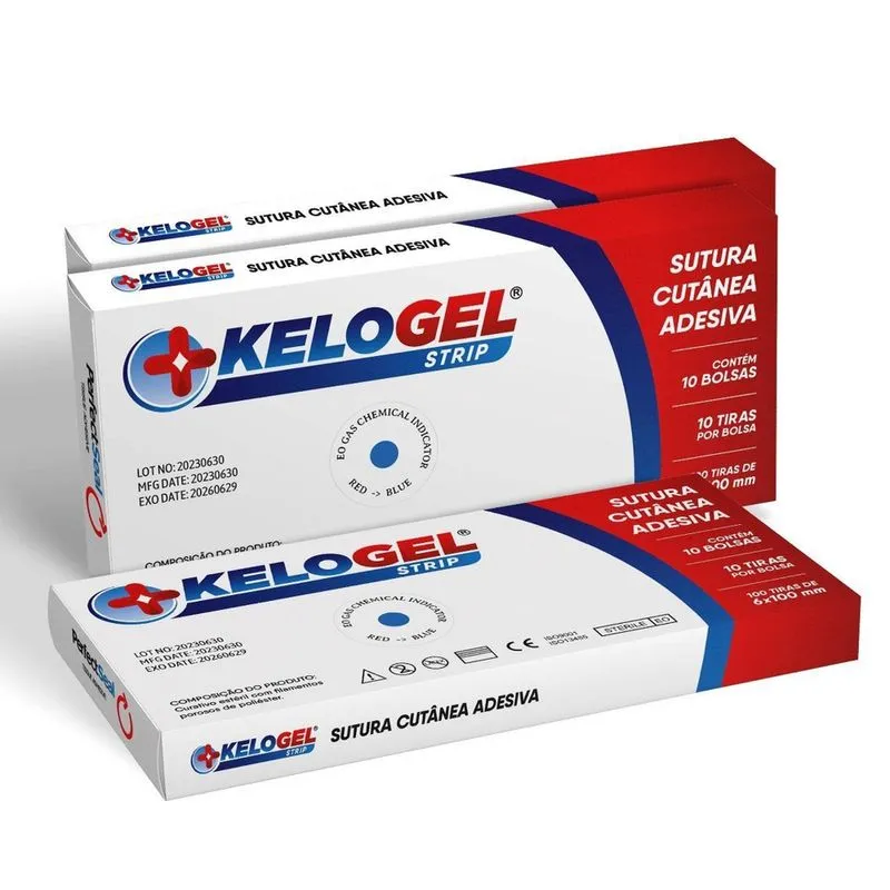 Kelogel Strip Sutura Cutânea Adesiva Com 300 Tiras 6Mmx100Mm