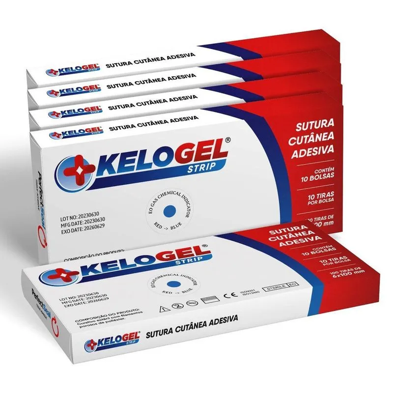 Kelogel Strip Sutura Cutânea Adesiva Com 500 Tiras 6Mmx100Mm
