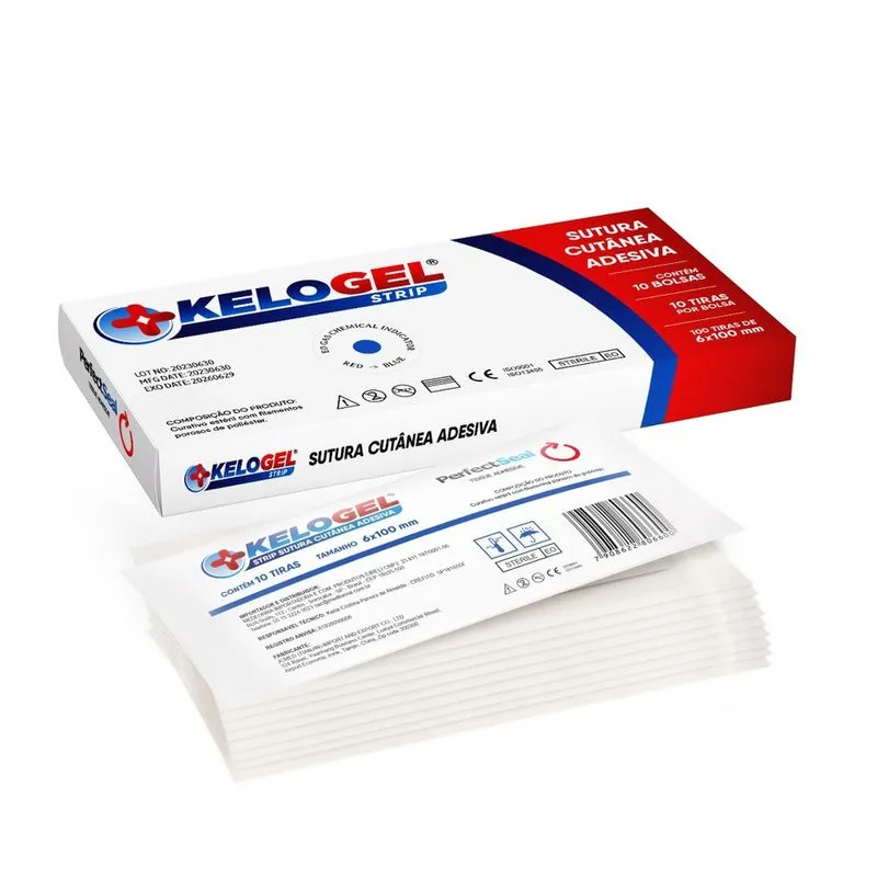 Tira sutura kelogel strip 6MMx100MM ponto falso 100 tiras