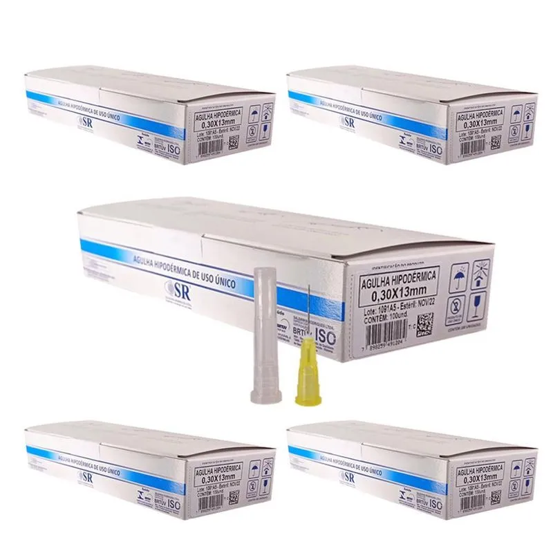 Kit 500un Agulha 13x0,30mm 30g Para Carboxiterapia Sr