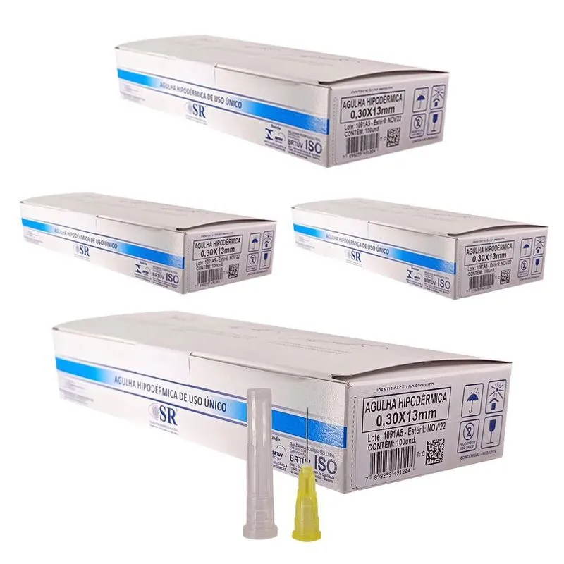 Kit 400un Agulha 13x0,30mm 30g Para Intradermoterapia Sr