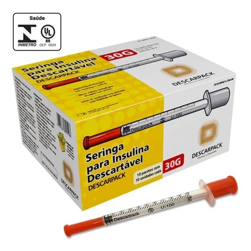 Seringa de insulina 1ML ag. fixa 8X0,30MM 200UN descarpack