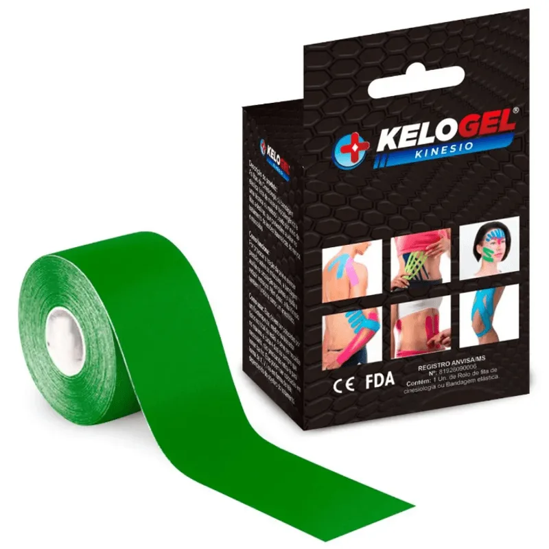 Fita Kinesio Tape Bandagem Elas. Kelogel Premium 5cmx5m Verde