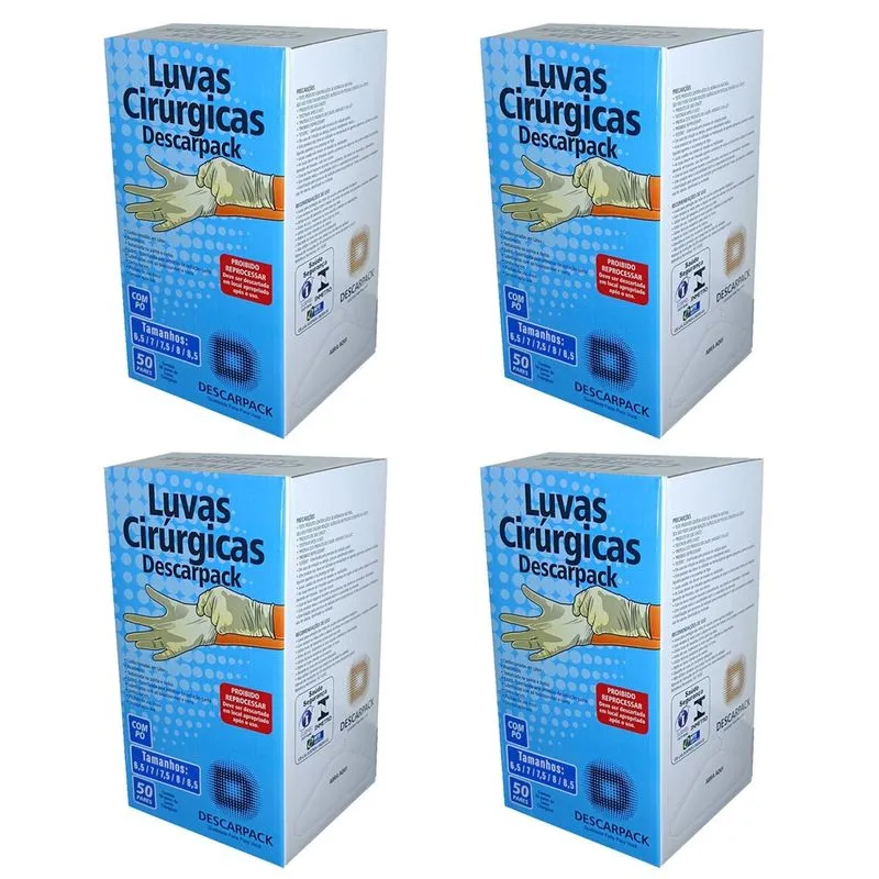 Kit luvas estéreis cirúrgicas descarpack 400UN tamanho 7,0