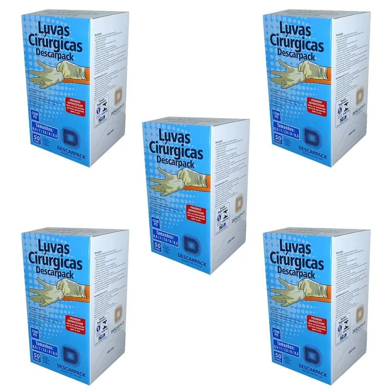 Kit luvas estéreis cirúrgicas descarpack 500UN tamanho 6,5