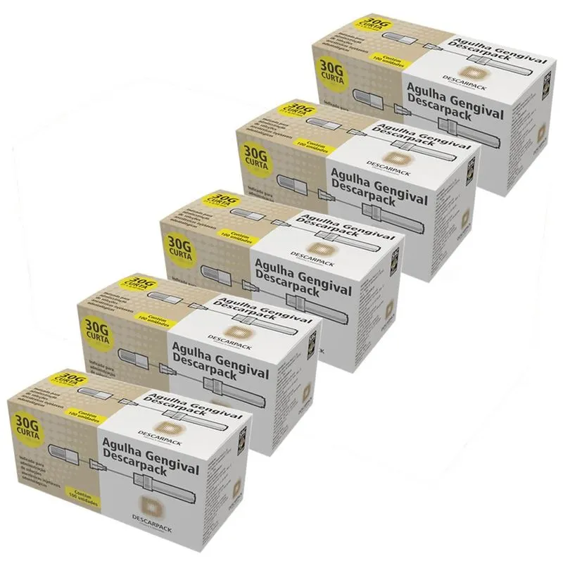 Kit agulha gengival curta 30G 21X0,30MM 500UN descarpack