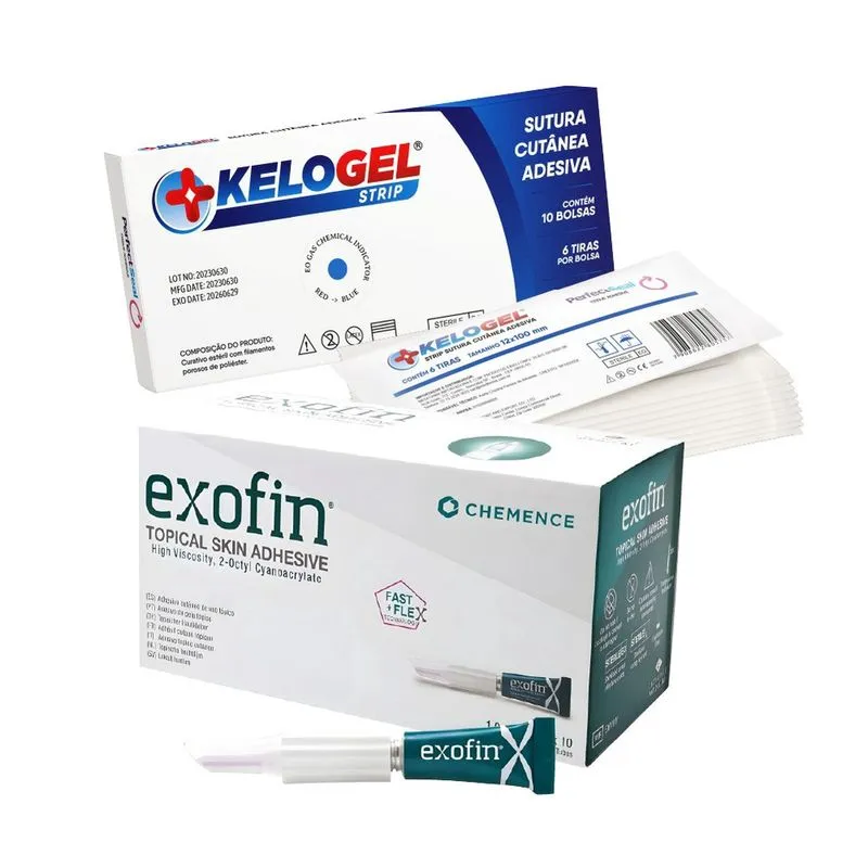Cola cirurgica p/ pele exofin 1ML cx 10UN + 1CX steristrip