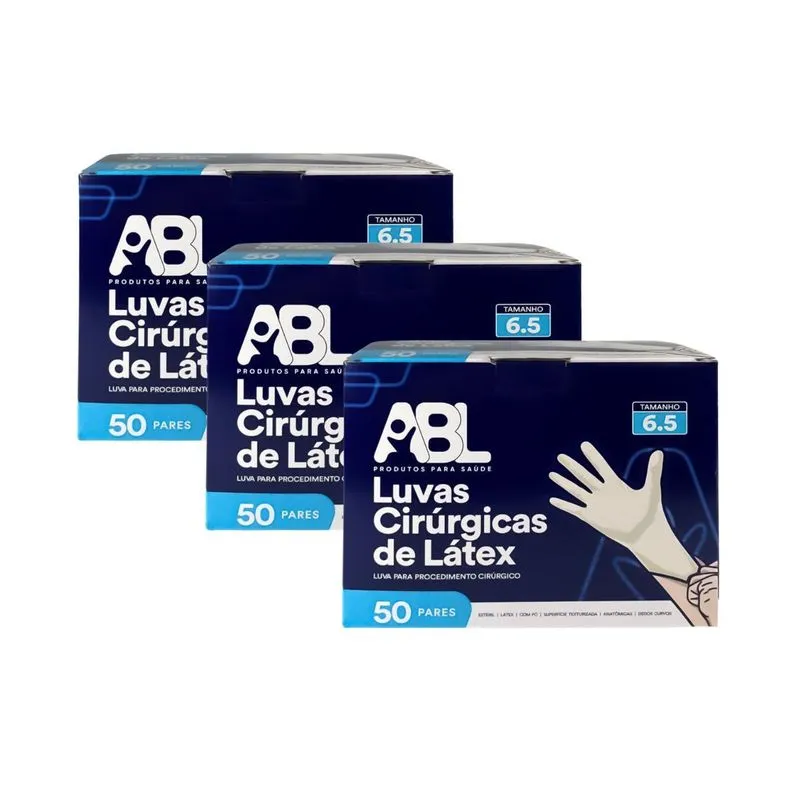 Kit Luva Cirúrgica Estéril Com Pó Abl Premium 150 Pares 7,0