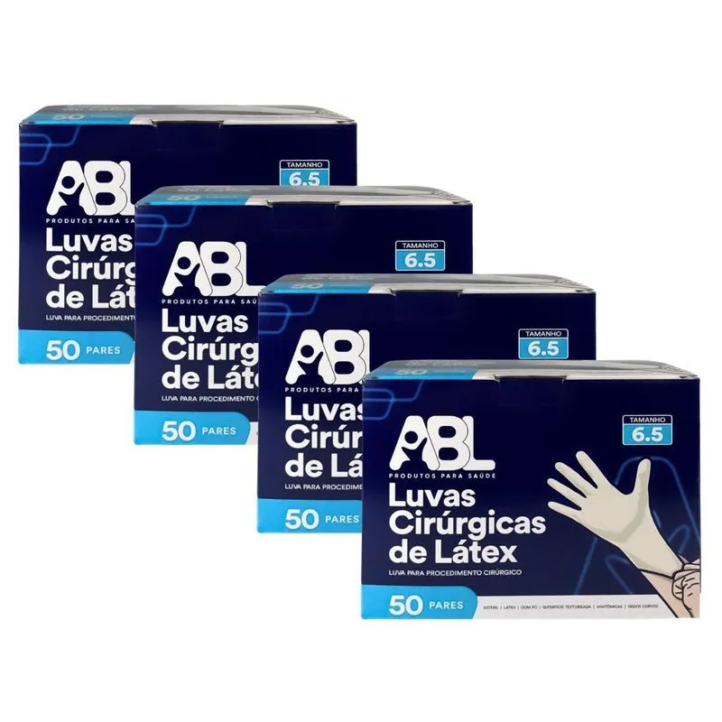 Cx Luva Cirúrgica Estéril Com Pó Abl Premium 200 Pares 7,5