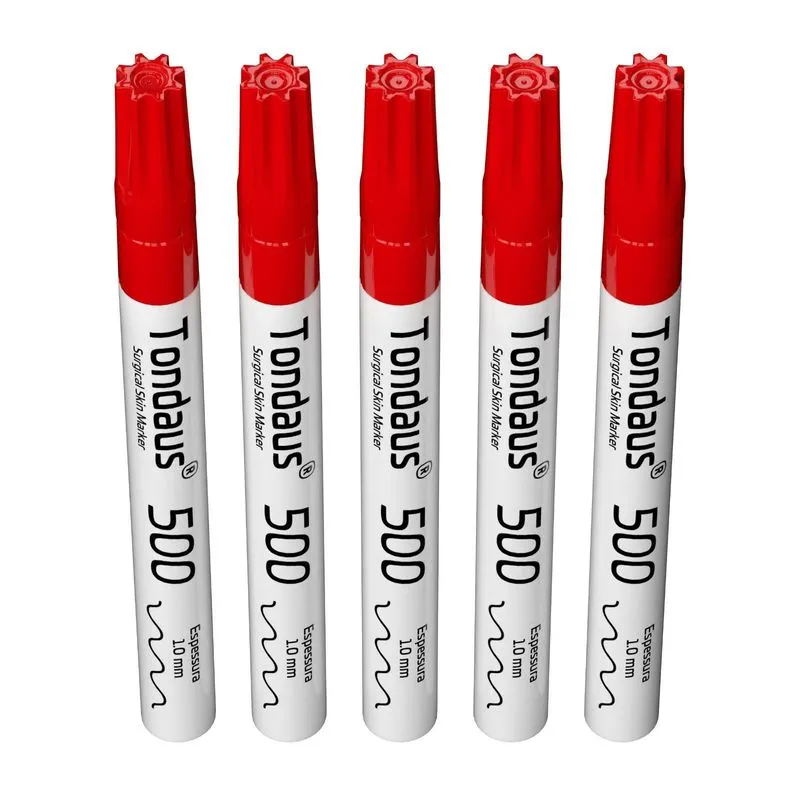 Caneta Marcação Cirúrgica 1.0mm Cor Verm. 05un Tondaus 500