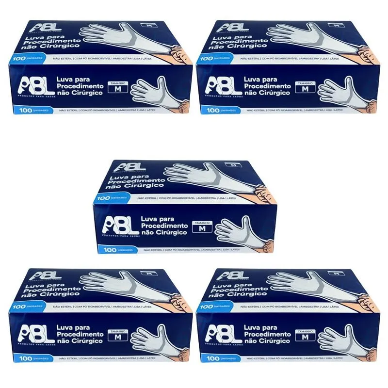 Kit Luva Procedimento Não Cirúrgico Látex Pó Abl 500un Tam