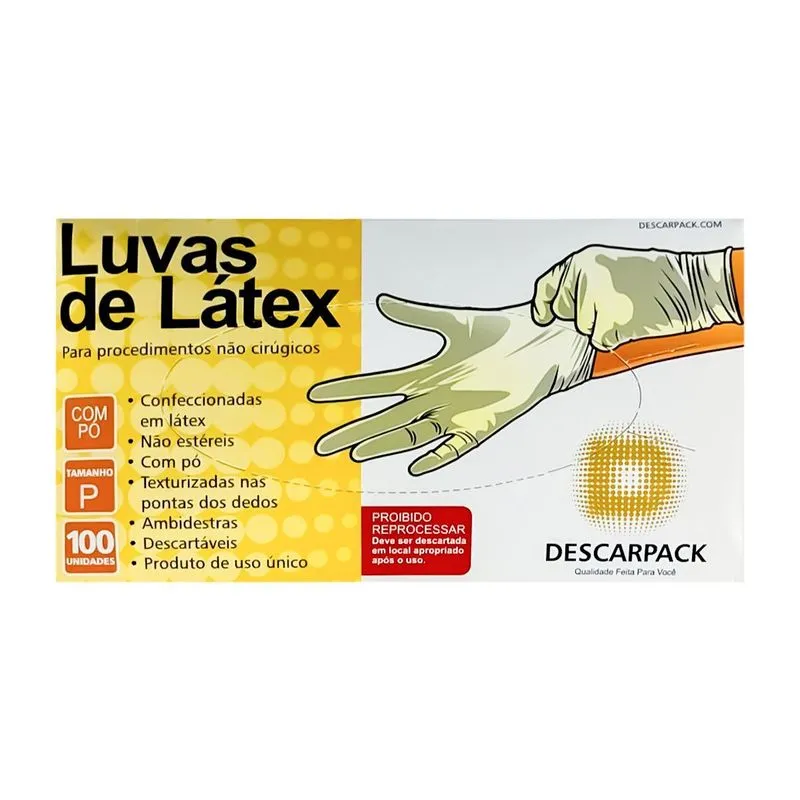Luva Látex Uso Geral Não Médico Pó Descarpack 100Un Tam:Pp