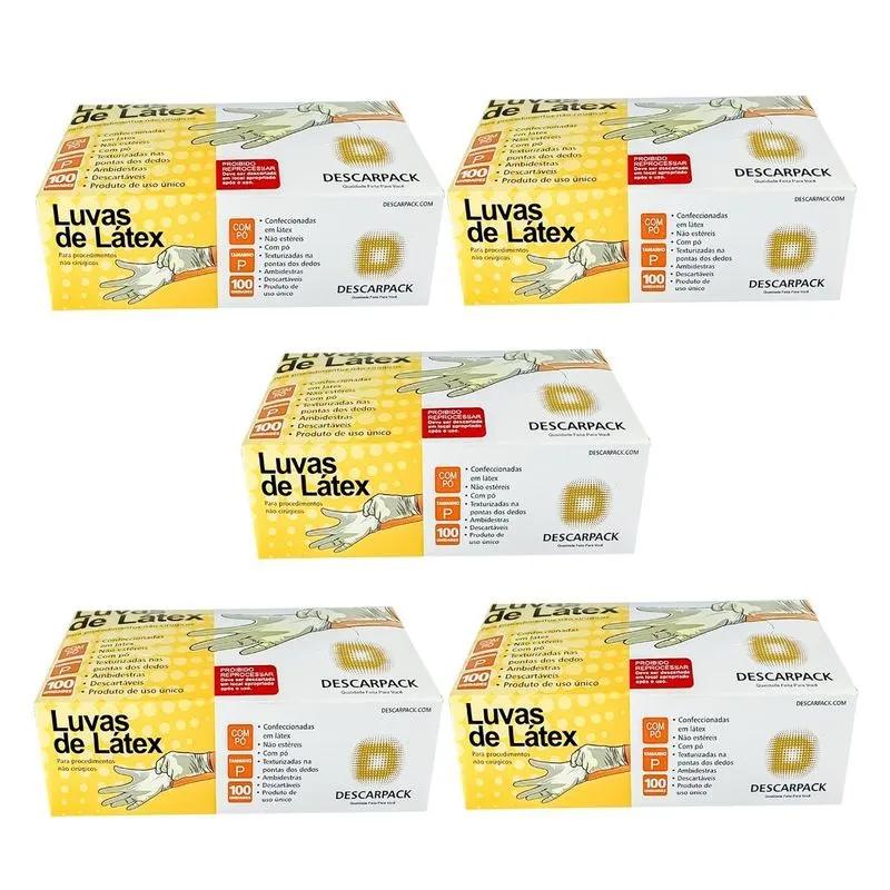 Kit Luva Látex Uso Geral Não Médico Pó Descarpack 500Un
