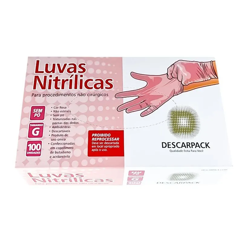 Luva Nitrílica Descart. Sem Pó Rosa Descarpack 1000un Tam:pp
