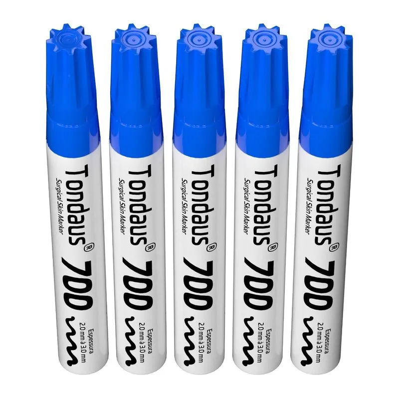 Caneta Marcação Cirúrgica 2.0 A 3.0mm Azul 05un Tondaus 700