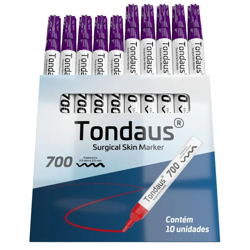 Caneta Marcação Cirúrgica 2.0 A 3.0mm Roxo 10un Tondaus 700