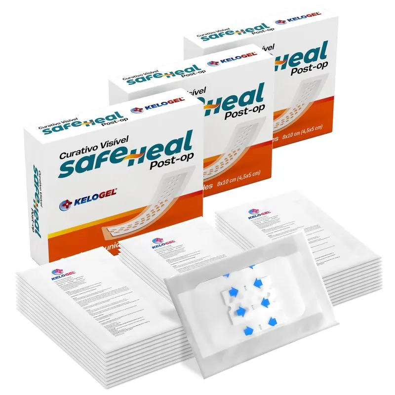 Curativo Visível Safe Heal Post-op 8x10 (4,5x5) 3un Kelogel